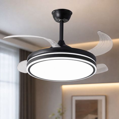 Ventilateur de plafond avec lumière LED 108cm, moteur silencieux en cuivre, télécommande, 6 vitesses, éclairage réglable sans scintillement (1/5)