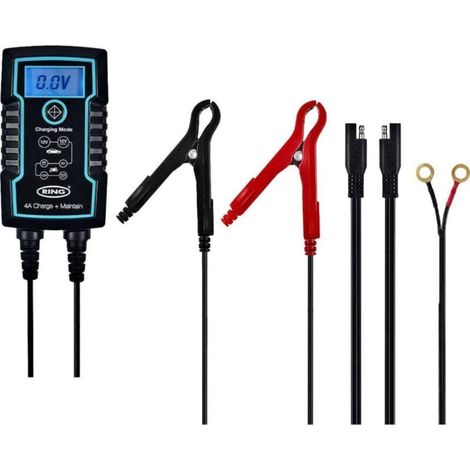 Cargador de baterías inteligente de 6/12 V y 4 A – Mantenimiento automático – Pantalla LCD – Modo de invierno – Compatible con baterías de plomo-ácido y de gel (1/3)