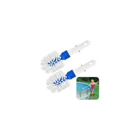 Juego de 2 cepillos para limpiar piscinas: cepillo redondo y cepillo para esquinas. Cepillos para limpiar la suciedad en piscinas, baños y esquinas - Crezuo