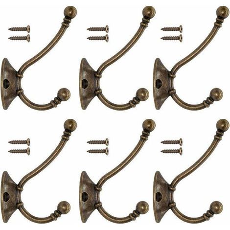 6 PCS Patère Porte Manteau Murale Vintage Crochet Métal De Porte Chapeau Crochet Rétro pour Porte-Manteau Salle de Bain Cuisine (1/5)