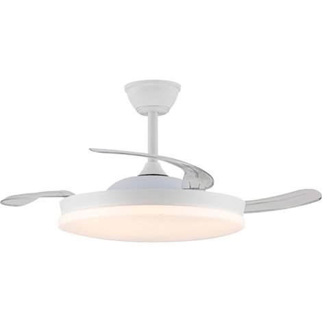 Deckenventilator mit LED 3-CCT, einziehbare Flügel, Stars Evo Smart, 72 W, 7920 Lumen, Weiß