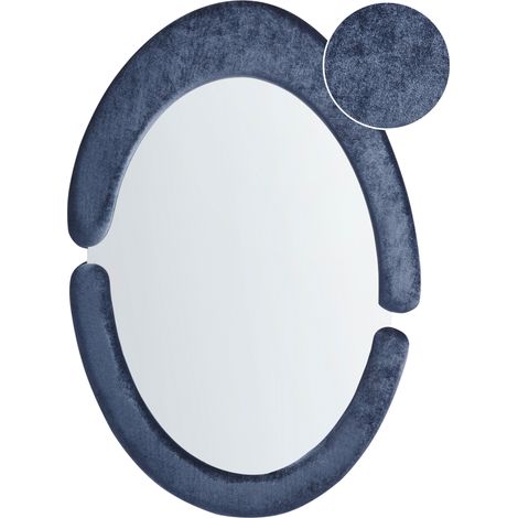 Espejo de Pared Moderno Colgante Decorativo 53 x 89 cm Marco MDF Forma Irregular Ovalado Azul oscuro Massay