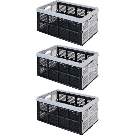 ORION91oficial® - PACK x3 Cestas Plegables  Plástico con Asas de transporte 32L  Apilable  Plegable  18Kg Max  50,9x33,8x22,2 cm  Herramienta  Multiuso  Color Gris  Compra  Colada - spaziOri (1/5)