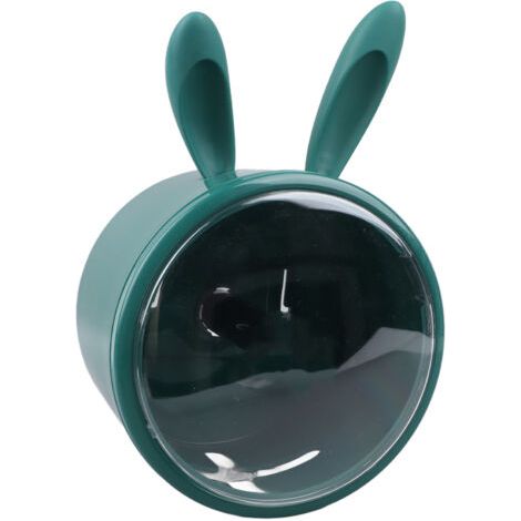 Porte-papier toilette lapin vert mignon, en plastique, mural, distributeur de papier toilette transparent pour salle de bain et cuisine (1/5)