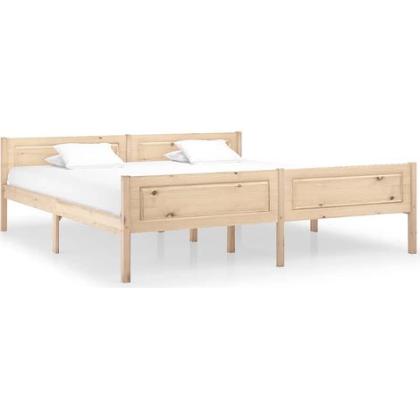 Bed Frame Natural Wood Solid pine wood, plywood Super King vidaXL (1/5)