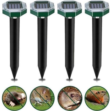 Répulsif solaire antitaupe à ultrasonLot de 4Étanchéité IP65Portée jusqu'à 4000 pieds carrésRespectueux de l'environnement (1/5)
