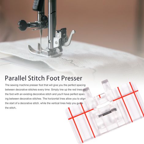 Pied-de-biche transparent en plastique pour point parallèle, compatible avec les machines à coudre domestiques Brother. (1/5)