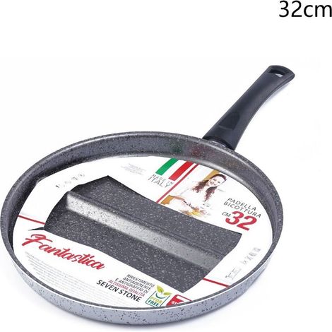 Trade Shop - Padella Per Bicottura Con Divisorio Integrato Antiaderente Antigraffio Diametro 28/32 Cm -     -32 Cm  -