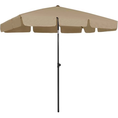 Parasol rectangulaire inclinable – 200 x 125 cm – Taupe – Résistant UV – Réglable en hauteur (1/5)