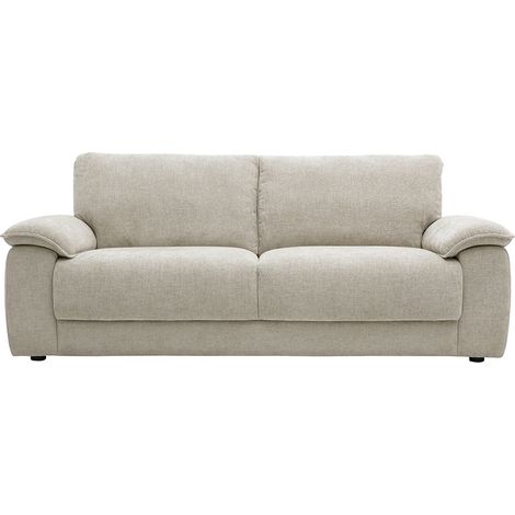 Sofá de 3 plazas en tejido efecto terciopelo texturizado beige LIVIO (1/5)