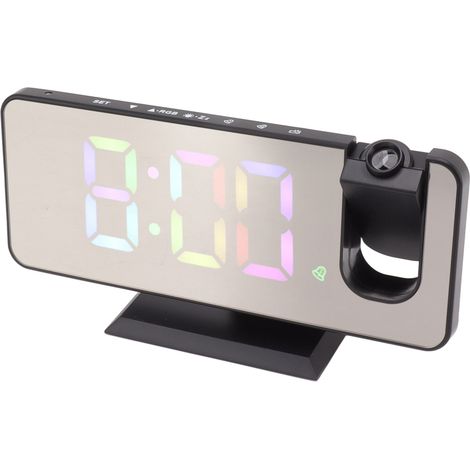 Digitaler Spiegelwecker mit großem Display, RGB-Farbverlaufsprojektion, Wecker für Zuhause und Schlafzimmer, Schwarz (1/5)