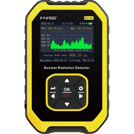 Geiger Détecteur de rayonnement de compteur de qualité supérieure, dosimètre de rayonnement nucléaire portable rechargeable pour protection et équipement de survie, compteur de rayons X bêta gamma (1/5)