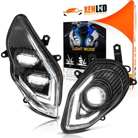 PHARES AVANT LED XENLED POUR MOTO BMW S1000RR 2015-2018 - HOMOLOGUÉ ECE - 7000LMS - 60W - PLUG&PLAY - DROIT ET GAUCHE (1/5)
