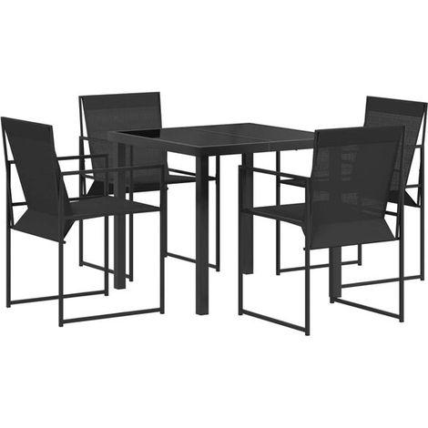 Ensemble table et chaises de jardin noires 5 pièces (1/5)