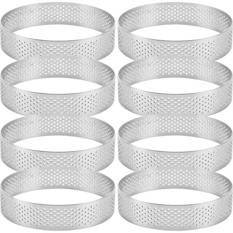 Lot de 8 cercles à tarte en acier inoxydable, cercles à gâteaux ronds (1/5)