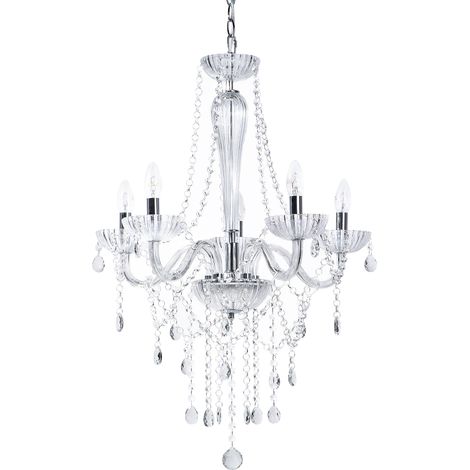 Lámpara de techo de metal vidrio transparente 185 cm 5 luces brillante colgante araña glamuroso Locone