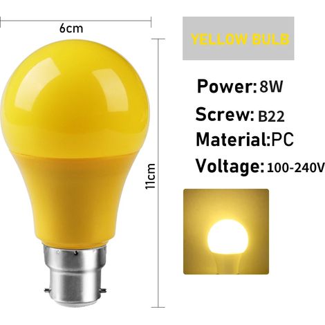 Ampoule LED B22 jaune (lot de 15) pour éclairage de scène, couleur variable, sans scintillement. (1/2)