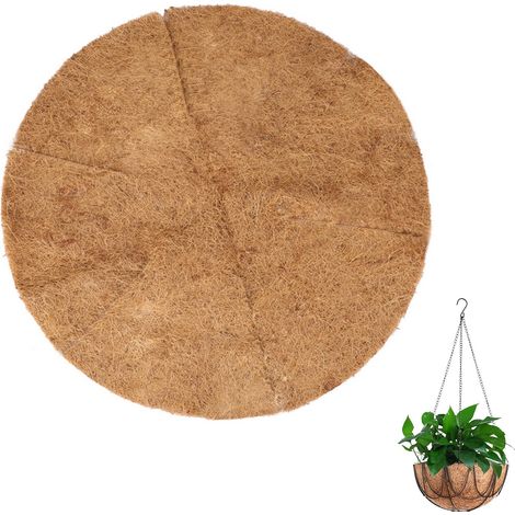Tapis de jardinière en fibre de coco, tapis pour pot de fleurs à faire soi-même, retient l'humidité, empêche la pousse des mauvaises herbes, marron (1/5)