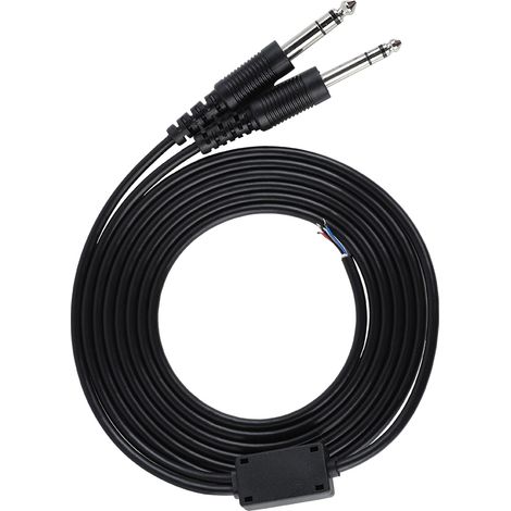 Câble de rechange 2 mètres pour casque audio aviation, connecteur double jack 6,35 mm - Bricolage