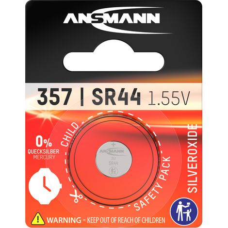 Knopfzelle 1,55 V 133 mAh SR44 11,6x5,4mm 1 St./Bl.ANSMANN (1/5)