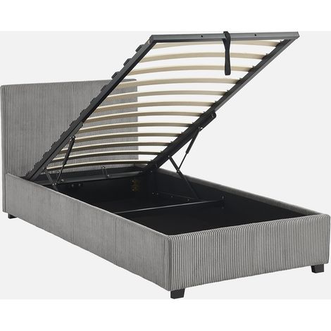 Cama con somier abatible y cabecero 90x190cm, acabado en pana fina
