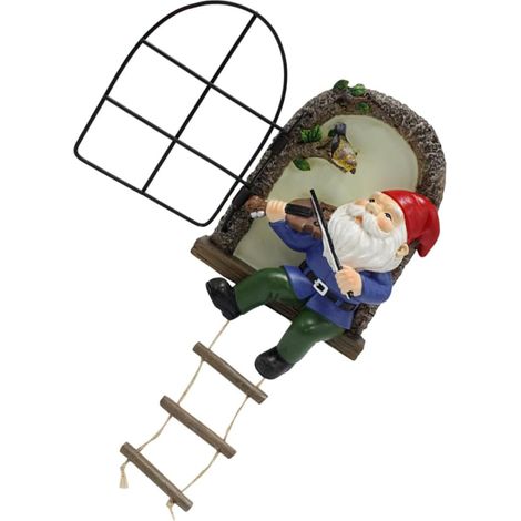 Figurine de GNOME de Jardin en Résine Lumineux, Décoration Extérieure pour Patio et Pelouse, Statue Décorative de Nain Violoniste, Résistante aux Intempéries, Style Mignon (1/5)