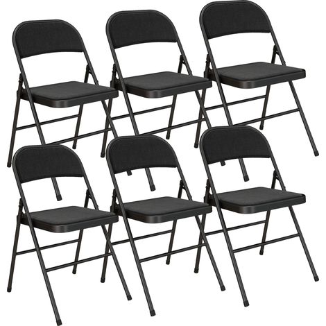 Lot de 6 chaises pliantes noires pour salle à manger, cadre en acier, 45x46x78 cm (1/5)