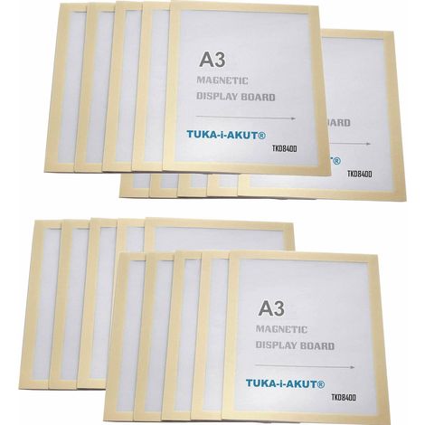 20x A3 Cadre d'affichage Magnétique, Adhésif pour Signe Enseignes, Pochette Cadre d'information Fermeture Magnétique, Porte Affiche, Sachet de 20 Couleur Or, TKD8400-A3-20x (1/5)