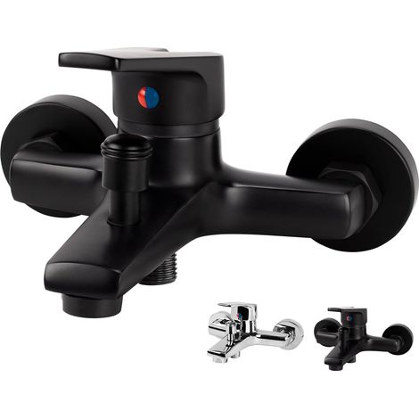 Mitigeur de Baignoire Mitigeur monocommande Bain Douche Robinet de Baignoire Robinet de Douche Mitigeur de Baignoire Apparente Mitigeur de Douche Mural Noir (1/5)