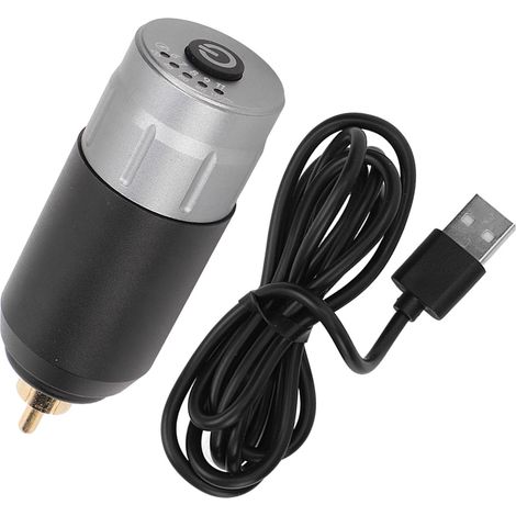 Alimentation sans fil pour machine à tatouage, réglage de tension, rechargeable USB, alliage d'aluminium, couleur gris argenté (1/5)