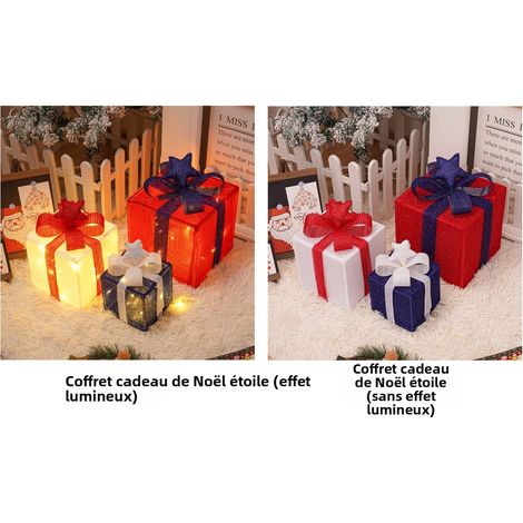 Faltbare Weihnachts-Geschenkbox, 3-teilig, LED-Stern-Dekoration mit Fernbedienung und 8 Modi, festliche Geschenkidee für Feiern und Geburtstage (Klein 15,5 cm, Mittel 20,5 cm, Groß 25,5 cm)-lsw