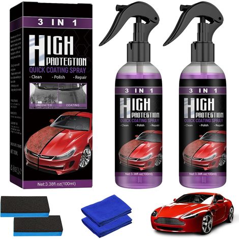 2 Pcs High Protection 3 en 1 Voiture Spray, Revêtement Céramique Auto, Ceramic Coating, Polish Spray pour Nettoyant Voiture (1/5)
