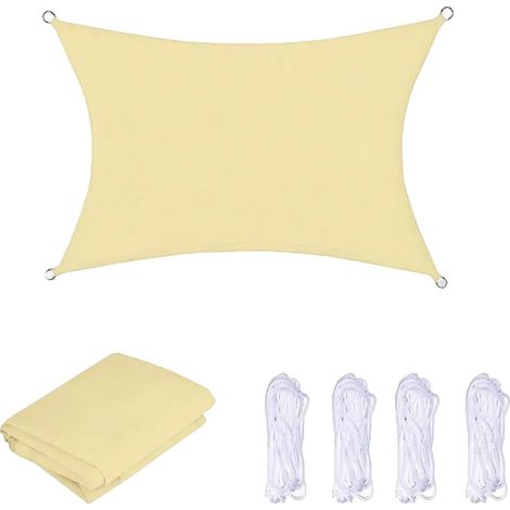 Vela de sombra, impermeable, resistente a los rayos UV, color beige, 1 unidad, 4x4 m (1/2)