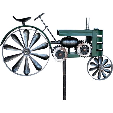 DanDiBo Fiche de Jardin Métal Tracteur XL 160 cm Tracteur Vert 96106 Carillon Moulin à Vent Résistant aux Intempéries Décoration Jardin Barre de Jardin Fiche de sol
