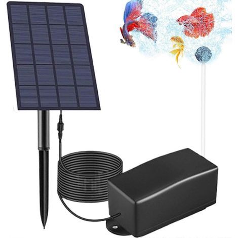 Aérateur solaire pour bassin 6V 2W étanche IP64 pompe solaire 3m avec 2 pierres à bulles pour aquarium extérieur (1/5)