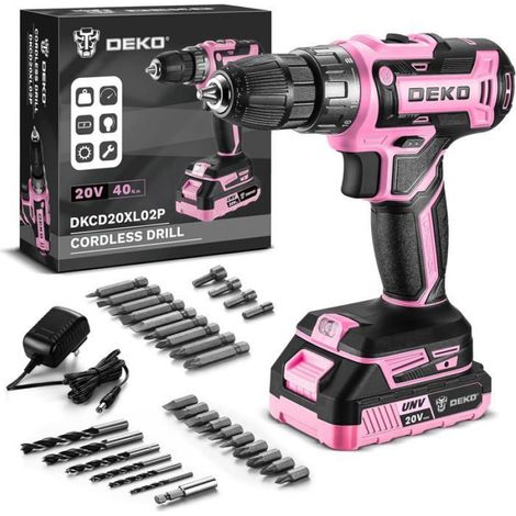 Perceuse Électrique Sans Fil : Perceuse Sans Fil Rose 20 V Pour Femmes Perceuses -Visseuse 20 V (1/5)