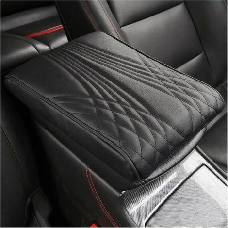 Coussin en Cuir de Console Centrale Universelle, Housse pour Console Centrale pour Accoudoir, Coussin Pour Accoudoir De Voiture Universel, Accessoires Voiture pour SUV, Camion(Noir) (1/5)