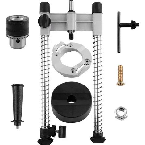 Porte - foret électrique multifonctions: support vertical de foreuse, base mobile, perçage de trous pour toutes sortes de forets, construction en aluminium et Stahl, aucune alimentation requise (1/5)