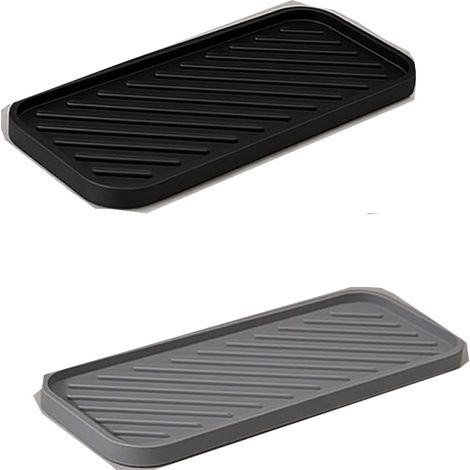 Lntyq Support Eponge Evier Cuisine - Support éponge, Repose éponge et Organiseur évier 2 Packs, Noir et gris, silicone, 23.59.2cm