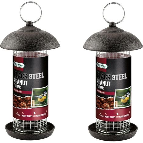 2 x Gardman Black Metal Steel Peanut Wild Bird Hanging Garden Feeder A01171 (1/2)