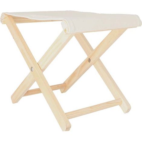 WELLHOME Taburete director plegable de madera haya con lona, 46x50x46 cm - Beige