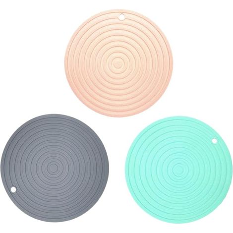 Tapis De Table Ronds Silicone De sous Plat Antidérapant Et Résistant Chaleur pour Cuisine comme Tapis De Bol Et Mat De Plat (1/5)