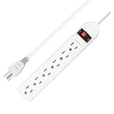 Multiprise à 6 prises, rallonge de 1,8 mètre, protection contre les surcharges, 110 V 10 A 1000 W, matériau PP, convient à la maison et au bureau. (1/5)