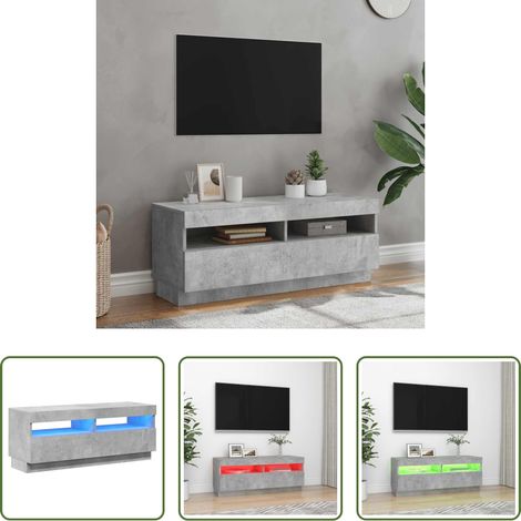 vidaXL Fernsehstand - TV-Schrank mit LED-Beleuchtung Betongrau 100x35x40 cm (1/5)