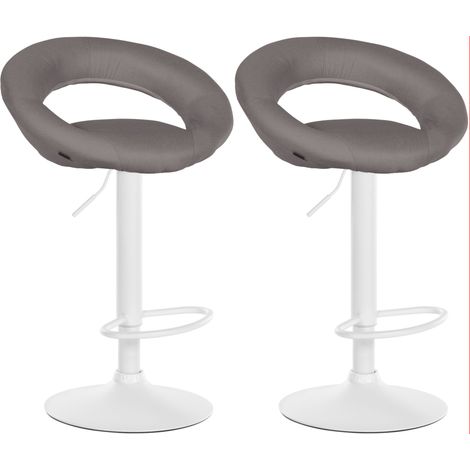 2er Set Barhocker Olinda Stoff grau weiß