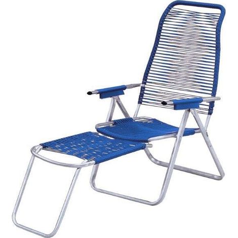 Sedia poltrona sdraio mod cordonata colore blu in metallo schienale regolabile
