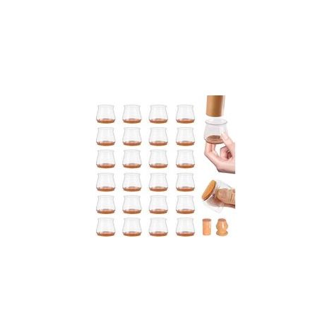 24 Pièces Bouchon Pied de Chaise,Tour Couvre Pied de Chaise en Silicone Protège Pied de Chaise pour Cols en Bois Dur et Carrelage H147