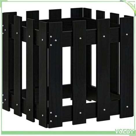 Jardinière - FAFEICY - 832449 - Bois de pin massif - Noir - 40 x 40 x 40 cm (1/5)