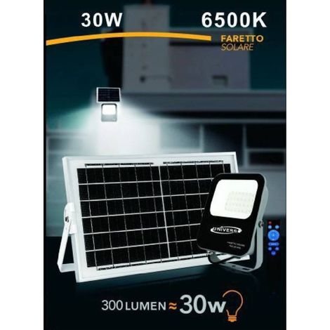 Trade Shop - Foco Solar Led 30w Con Mando A Distancia Ip65 Luz Blanca Fria 6500k Fso30w -