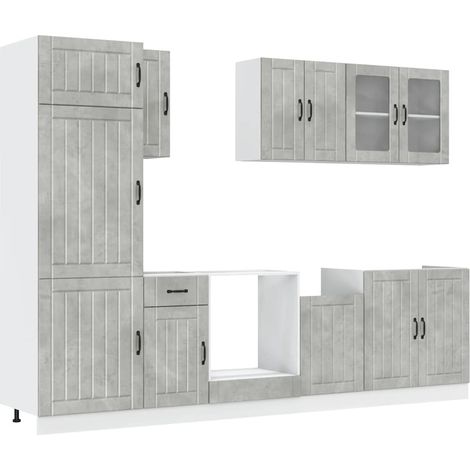 Maison Exclusive - Set Mobili da Cucina 8 pz Lucca Grigio Cemento in Truciolato
